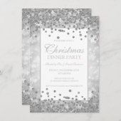 Kerstfeest Zilveren Glitter Winter Wonder Kaart (Voorkant / Achterkant)