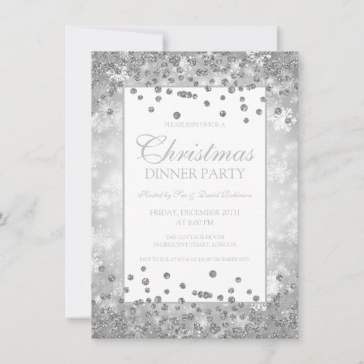 Kerstfeest Zilveren Glitter Winter Wonder Kaart (Voorkant)