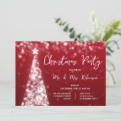 Kerstfeest Zilveren Rode Boom Sparkle Lights Kaart (Staand voorkant)