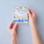 Kerstfeest Zilveren Winter Sparkle Blue Lint Flyer (Hand)