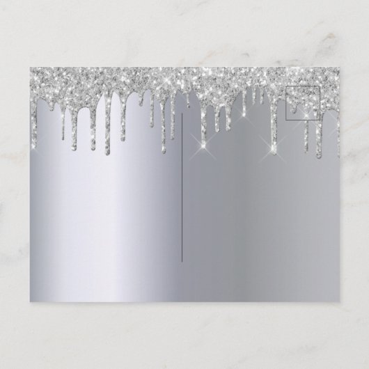 Kerstfeest zilverglitter-boomuitnodiging briefkaart (Achterkant)