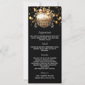Kerstfeest zwart goud bauble dinerkaart kaart (Voorkant)