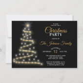 KERSTFEEST Zwart Goud Glitter Sterren Boom Kaart (Voorkant)