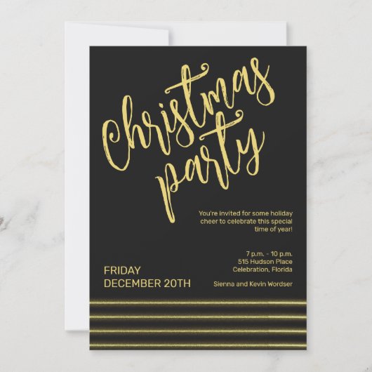 Kerstfeest zwart & goud kaart (Voorkant)