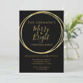 Kerstfeest Zwart Goud Kaart (Staand voorkant)