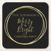 Kerstfeest Zwart Goud Kartonnen Onderzetters (Voorkant)