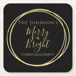 Kerstfeest Zwart Goud Kartonnen Onderzetters