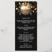 Kerstfeest zwart goud kerstbal dinermenu menu (Voorkant)