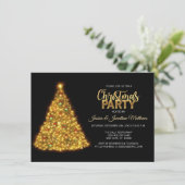 KERSTFEEST Zwart Goud Twinkle Lights Boom Kaart (Staand voorkant)