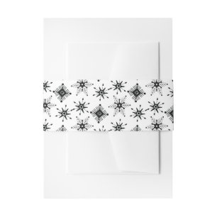 Kerstfeest Zwarte Sneeuwvlokken Patroon   Uitnodigingen Wikkel