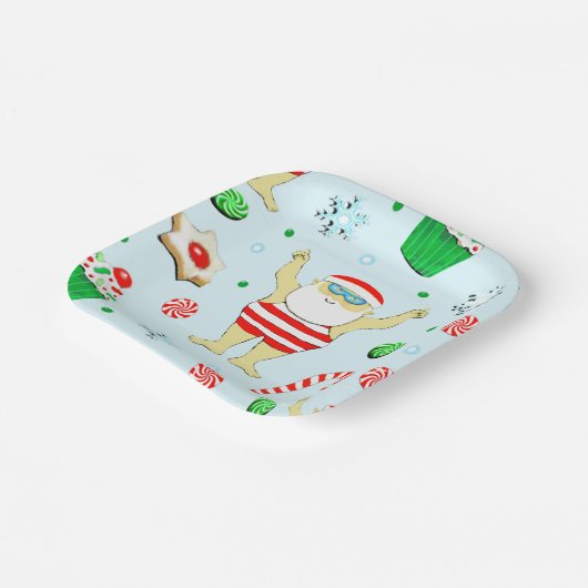 Kerstfeest-zwemstrand Papieren Bordje (Gebogen)