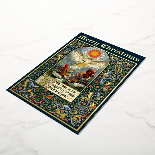 kerstfeestaankondiging aan de herders folie feestdagenkaart (Gedraaid)