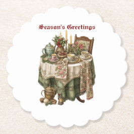 Kerstfeestafelservies in vintage stijl kartonnen onderzetters