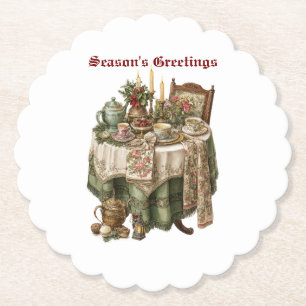 Kerstfeestafelservies in vintage stijl kartonnen onderzetters