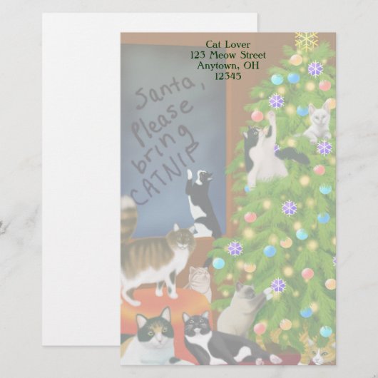  kerstfeestartikelen voor Kitty Cat Briefpapier (Voorkant / Achterkant)