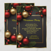 Kerstfeestballen rood Kerstviering Kaart (Voorkant / Achterkant)