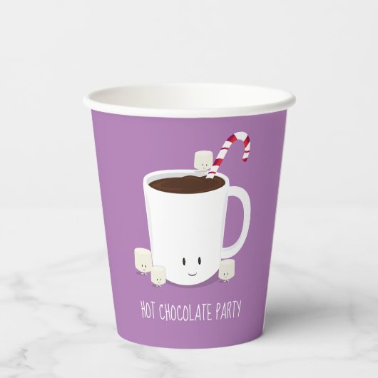 Kerstfeestbedrukte lavendel met warme chocolade papieren bekers (Achterkant)