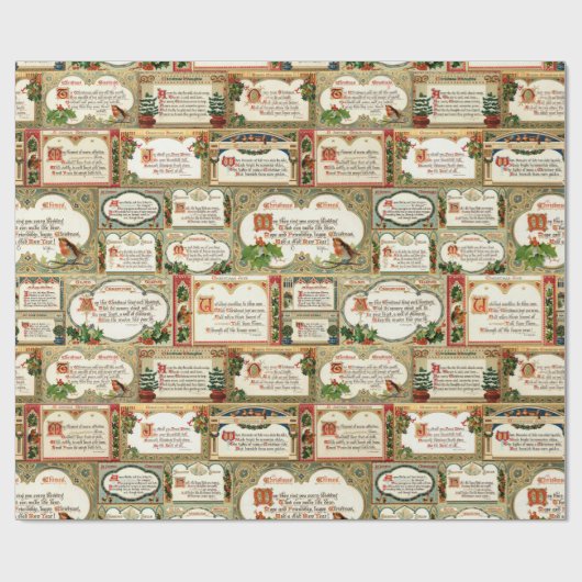  kerstfeestbegroeten Collage Cadeaupapier (Vlak)