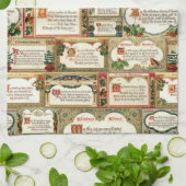 kerstfeestbegroeten Collage Theedoek (Gevouwen)