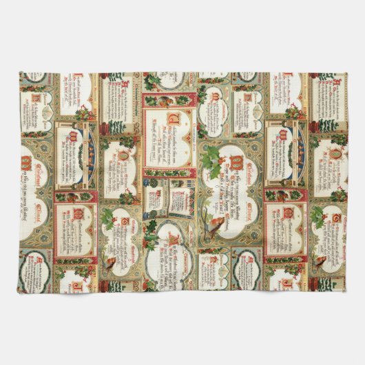 kerstfeestbegroeten Collage Theedoek (Horizontaal)