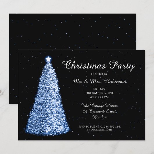 kerstfeestblauw kaart (Voorkant / Achterkant)