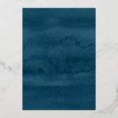 kerstfeestblauwe Waterverf Floral Folie Uitnodiging (Achterkant)