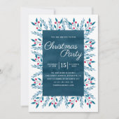 kerstfeestblauwe Waterverf Floral Kaart (Voorkant)