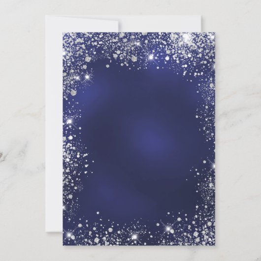 Kerstfeestblauwe zilversparren kaart (Achterkant)