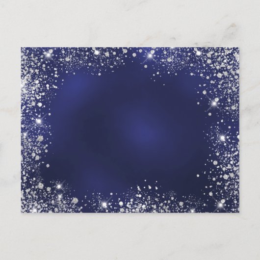 Kerstfeestblauwe zilversparren uitnodiging briefkaart (Achterkant)