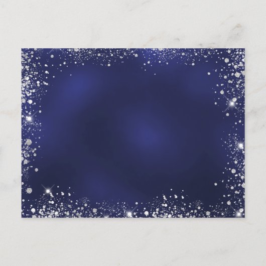 Kerstfeestblauwe zilversparren uitnodiging briefkaart (Achterkant)