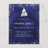 Kerstfeestblauwe zilversparren uitnodiging briefkaart (Voorkant)
