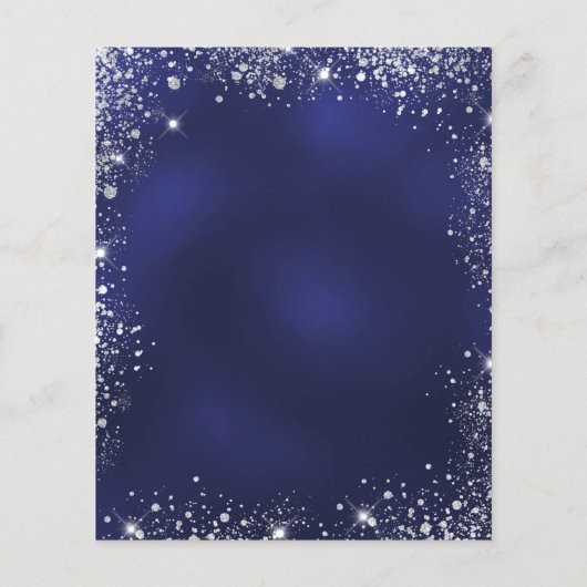 Kerstfeestblauwe zilveruitnodiging flyer (Achterkant)