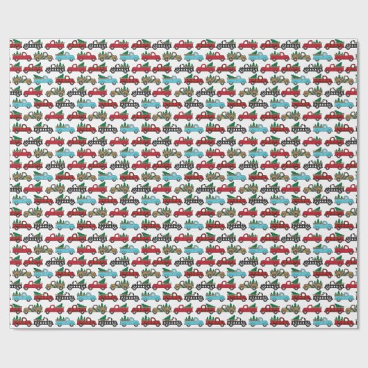  kerstfeestbomen, buffels cadeaupapier (Vlak)