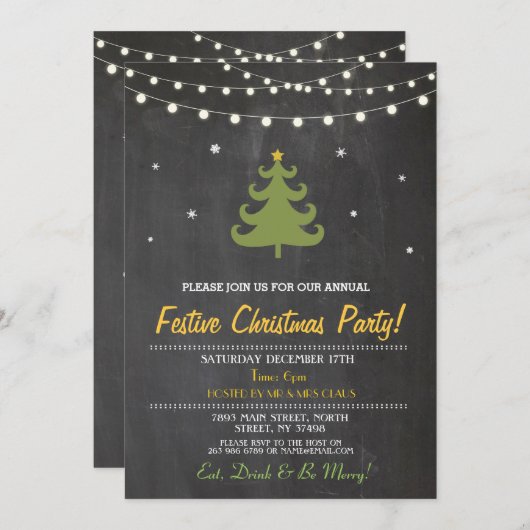 Kerstfeestbomen uitnodigen kaart (Voorkant / Achterkant)