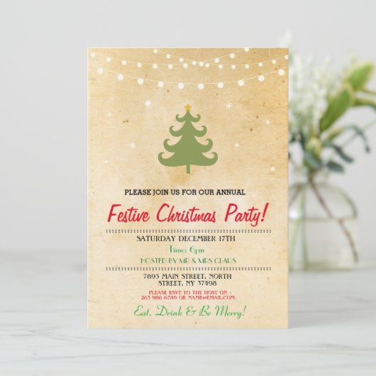 Kerstfeestbomen uitnodigen kaart (Staand voorkant)
