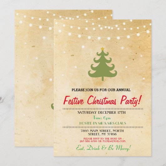 Kerstfeestbomen uitnodigen kaart (Voorkant / Achterkant)