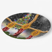 kerstfeestboomkaarsen gedecormeerd venster papieren bordje (Gekanteld)