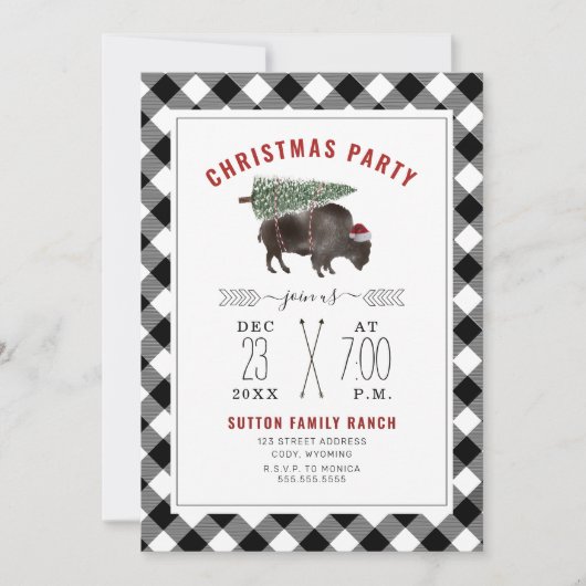 kerstfeestbuffel bizons kaart (Voorkant)