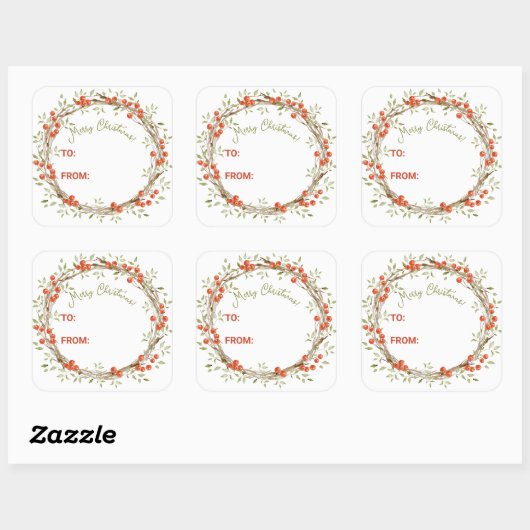 kerstfeestcadeau vierkante sticker (Vel)