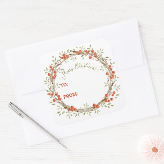 kerstfeestcadeau vierkante sticker (Envelop)
