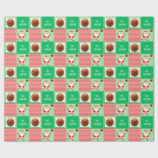 Kerstfeestcadeau voor Basketball Cadeaupapier (Vlak)