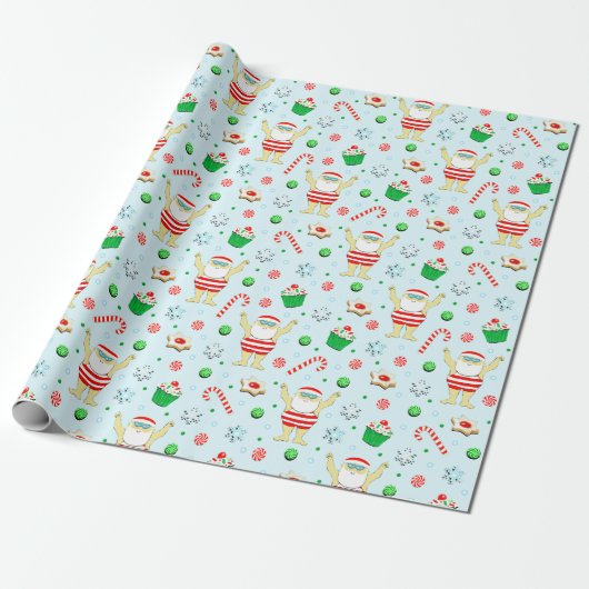 Kerstfeestcadeau zwemmen cadeaupapier (Uitgerold)