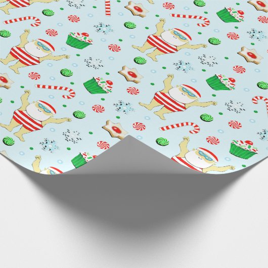 Kerstfeestcadeau zwemmen cadeaupapier (Hoek)