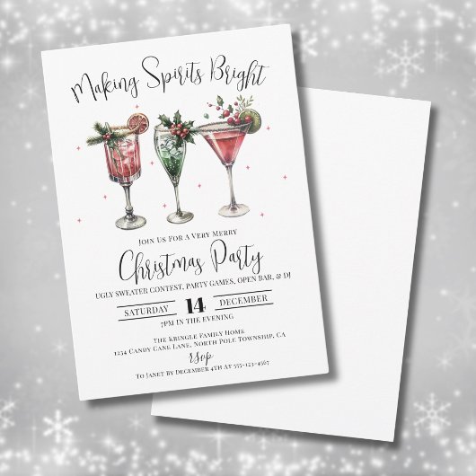 Kerstfeestcocktailparty die de Geest Verlicht Kaart