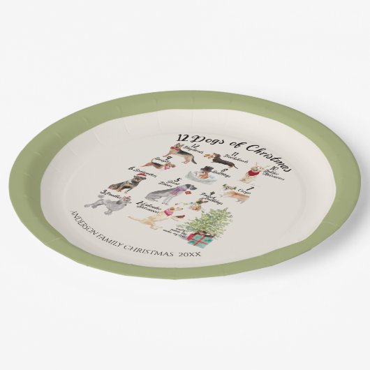 Kerstfeestdag 12 kerstfeestdagen papieren bordje (Gekanteld)
