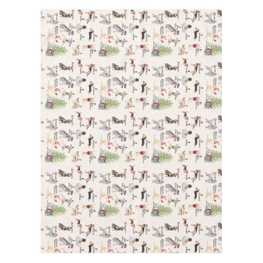 Kerstfeestdag 12 kersthonden tafelkleed (Voorkant)