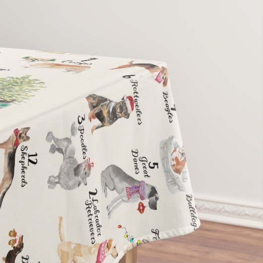 Kerstfeestdag 12 kersthonden tafelkleed (Voorbeeld)