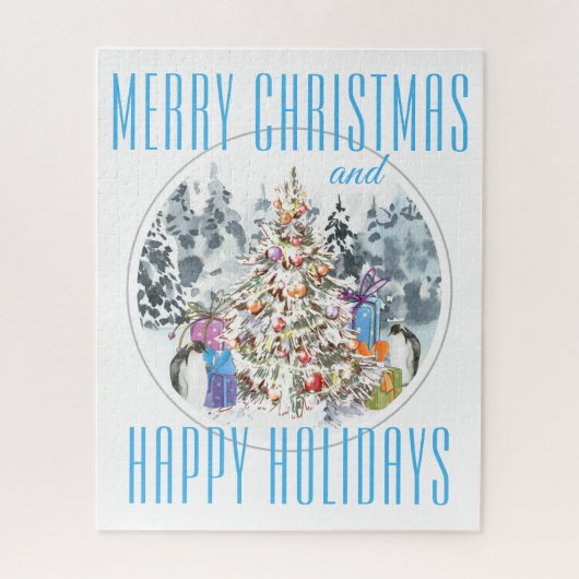 Kerstfeestdag 16 x 20 inch pinguïn legpuzzel (Verticaal)