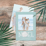 Kerstfeestdag 2 foto's Eenvoudige Trendy Beach Feestdagenkaart<br><div class="desc">Dit ontwerp is voorzien van kerstfeestdagen moderne kerstfeestdagen,  eenvoudige moderne,  nautische strandtropische vakantiefoto's,  afbeelding 2 twee turquoise en dollar tropische kustoceaan,  zee uit zee,  blauwgroen,  driedubbele,  stijlvolle,  unieke typografische tekst,  whimsical calligraphy script,  modern vakantieeiland minimalist,  kerstvakantiefoto-wenskaarten,  eenvoudig noelgroet gezegde</div>