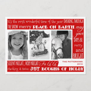 kerstfeestdag 3 fotocollage kaart Rood